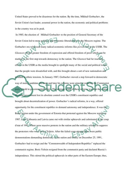 Decline of USSR after the Cold War