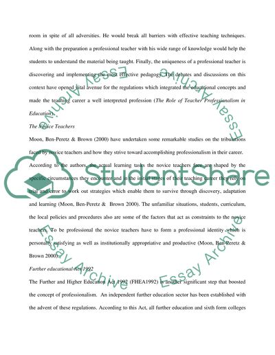 Professionalism in Education and its Impact on Teachers