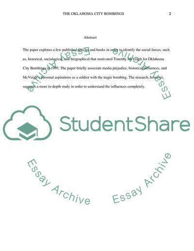 The Oklahoma City Bombings: Social Forces and Their Impact on the Case