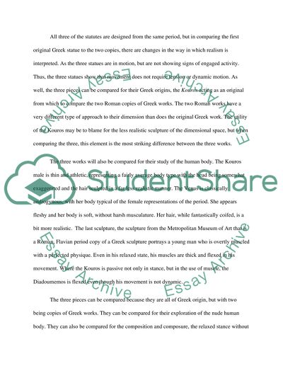 A Greek Kouros statue,a Roman Venus and a Flavian marble statue of the Diadoumemos