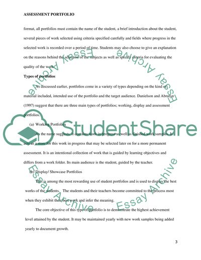 Assessment of Student Portfolios