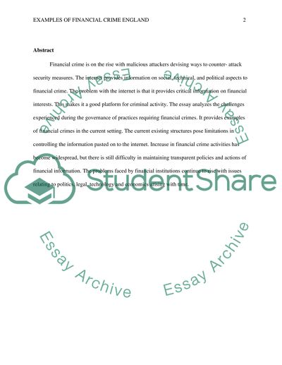 Examples of Financial Crime