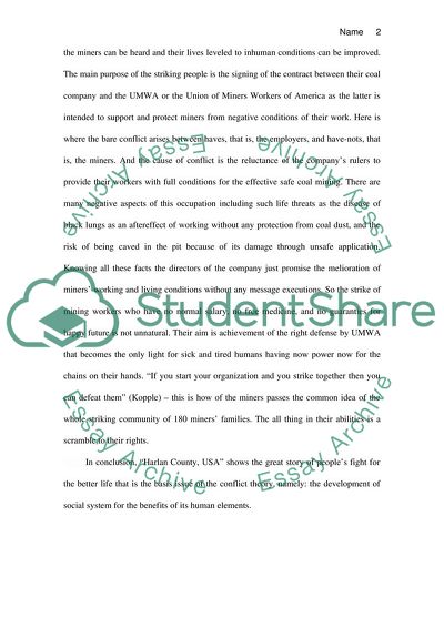 Harlan County, USA as a Reflection of a Conflict Theory