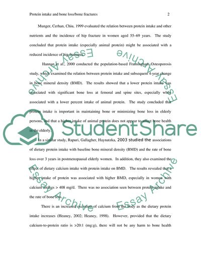 Protein Intake and Bone Loss and Bone Fractures