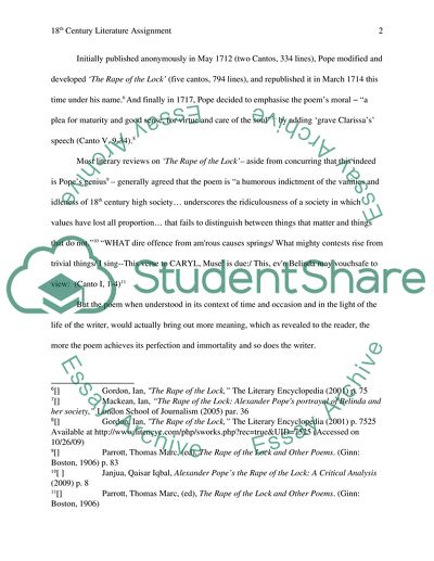 18th Century Literature: The Rape of the Lock Written by Alexander Pope