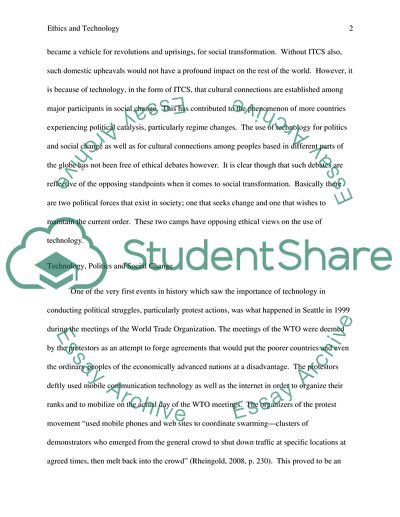 Ethics and Technology in Politics, Social Change, and Globalization