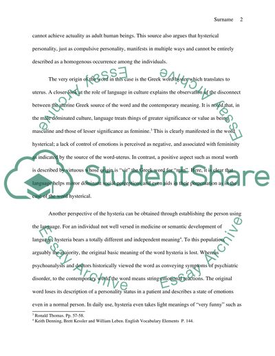 A Search on the Word Hysterical