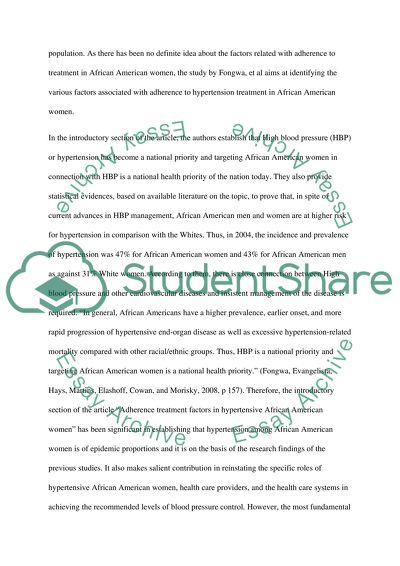 Hypertension in the African American Culture