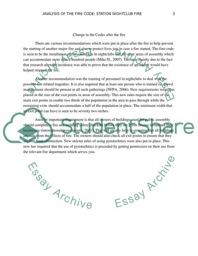 Change in the Codes after the Fire in Nightclub