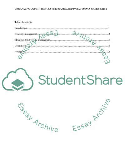 Diversity at London Organizing Committee of the Olympic Games and Paralympics Games Ltd