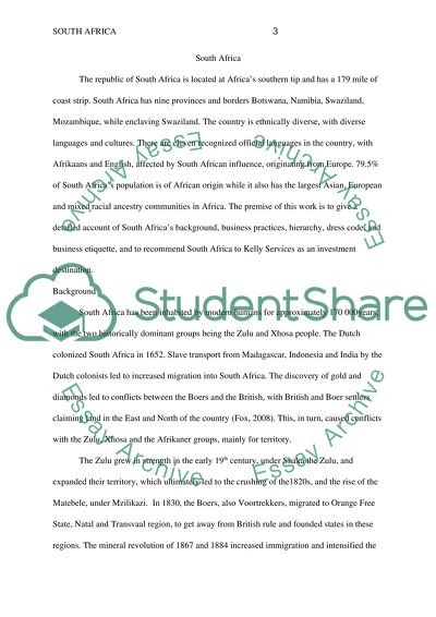 South Africa Research Paper