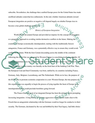 How the U.S. Attitude to European Integration Has Evolved between 1945 and Enlargement of the EU