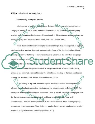 Sports Coaching Experience in Tokyngton Football Club