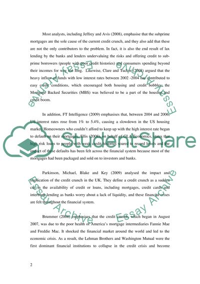 The Impact and Implication of the Credit Crunch in the UK