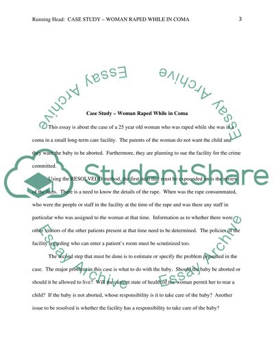 Case Study - woman Raped while in coma