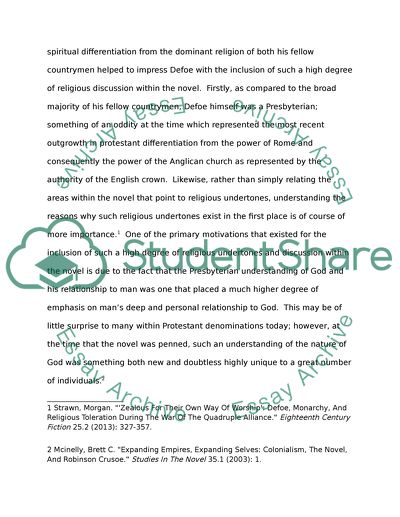 Religion and its Role within Daniel Defoes Book Robinson Crusoe