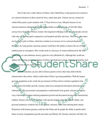 In Support of Designer Babies in China