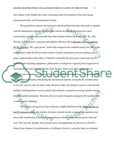 Define and evaluate the major geostrategic challenges the EU will face in the coming decade