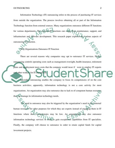 Why Organizations Outsource IT Functions