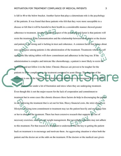 Motivation for Treatment Compliance of Medical Patients