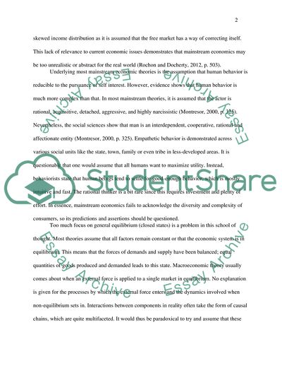 Mainstream Economics and the Case for Marxism as a Heterodox Alternative