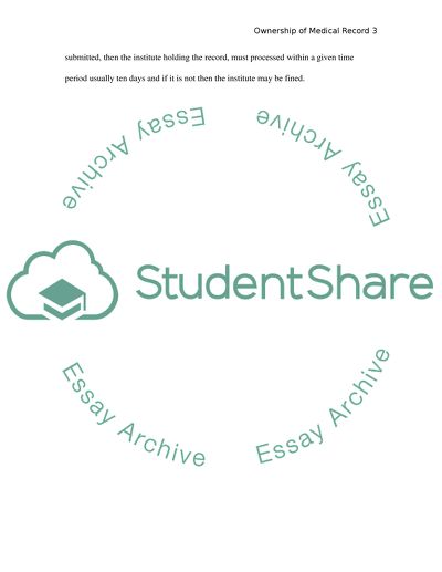 Ownership of Medical Record