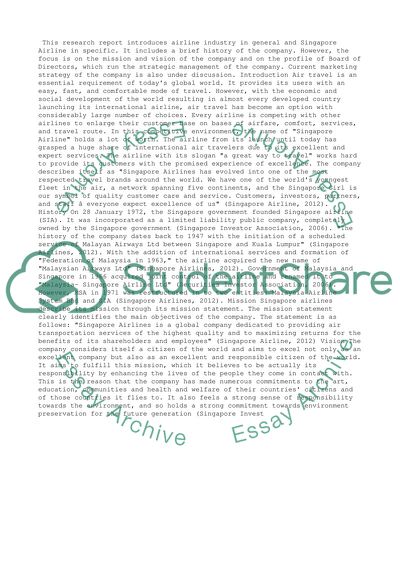 Strategic Management in Singapore Airlines