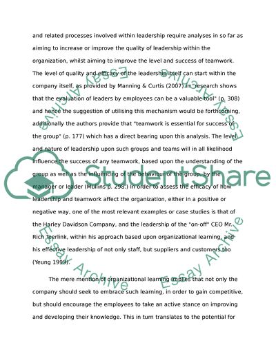 Leadership Quality and Teamwork Success