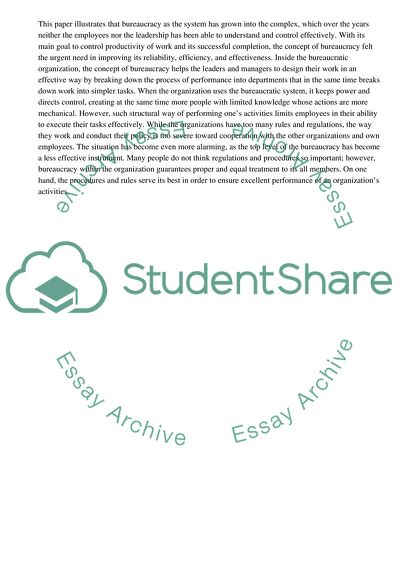 The Bureaucracy as an Effective System of Organization