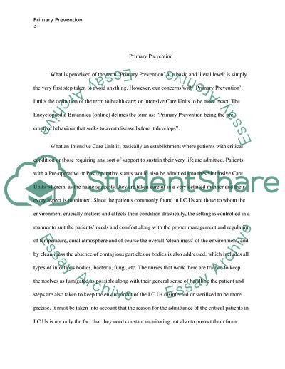 Aactions a Nurse for Primary Prevention