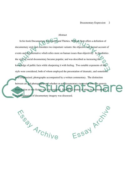 Documentary Expression and Thirties America