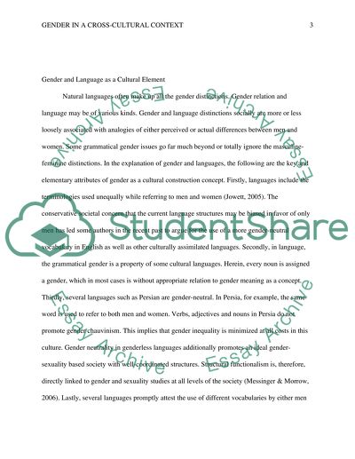 Gender in a Cross-Cultural Context