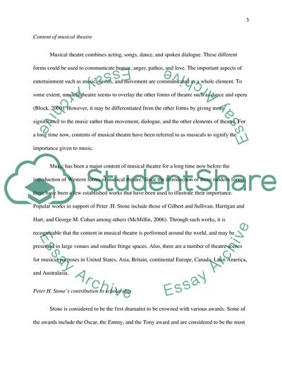 Music Theater and Dramatic Underpinnings as per Peter Stones Literary Work