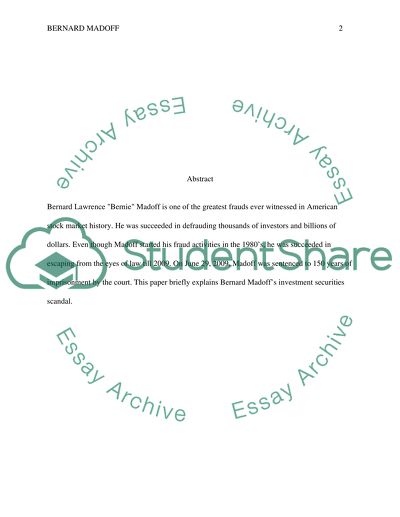 Bernard Madoff Investment Securities Scandal