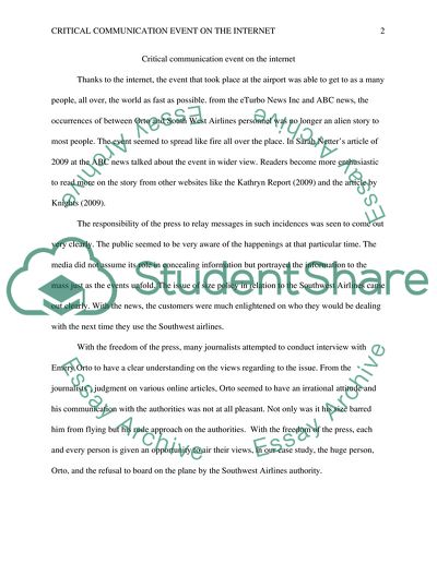 Critical Communication Event on the Internet