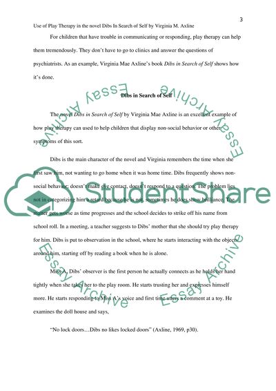 Use of Play Therapy in the novel Dibs In Search of Self by Virginia M. Axline