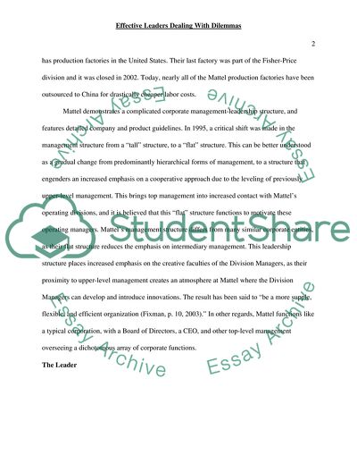 Effective Leaders Dealing With Dilemmas