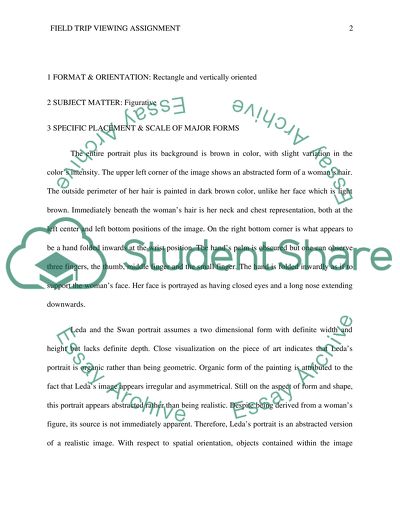 Written Assignments: Field Trip Viewing Assignment