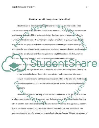 Final Hypothesis of Exercise and Weight