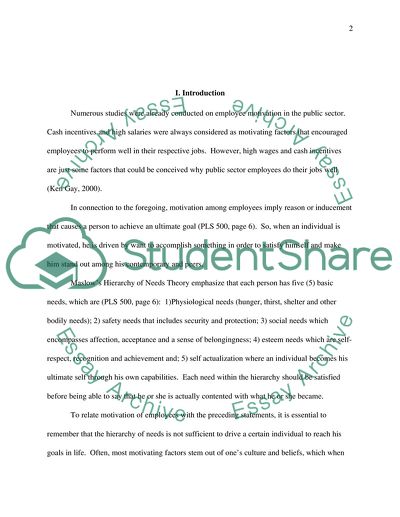 The Motivation of Employees in Public Sector