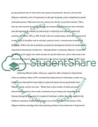 The Role of Milgrams Research on Social Psychologists Understanding of Obedience
