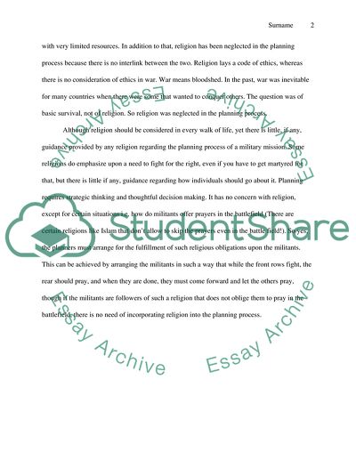 Religion and Military Mission Planning