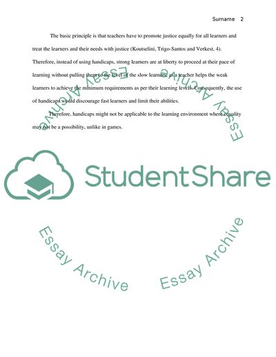 Students Should Not Be Given Handicaps