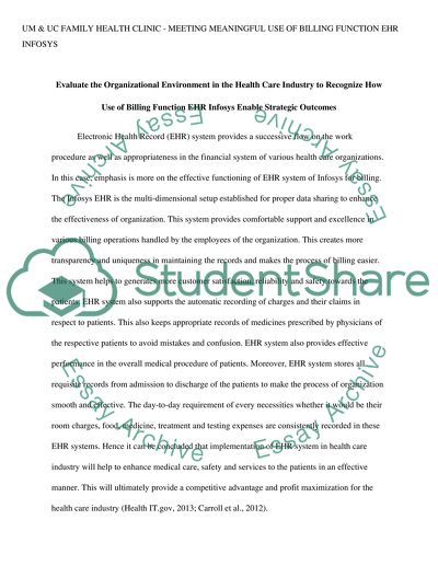 UM and UC Family Health Clinic - Meeting Meaningful Use of Billing Function EHR Infosys