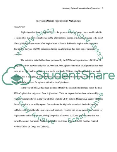 History of Drug Trade in Afghanistan