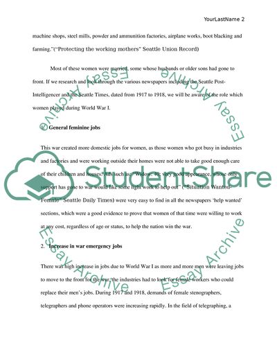 Womens Contribution During World War I