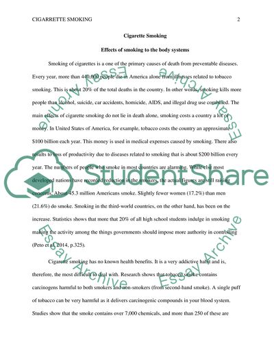 Effects of Smoking to the Human Body Systems