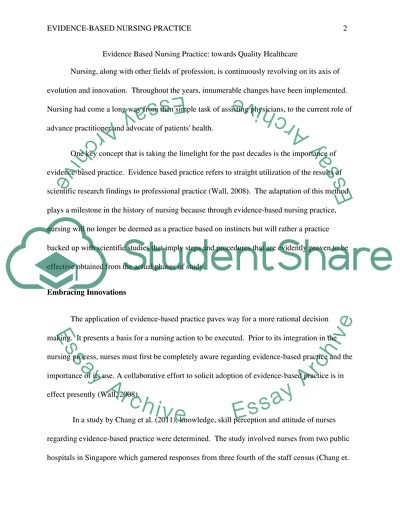 Evidence Base Practice Essay Example | Topics and Well Written Essays ...