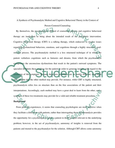A Synthesis of Psychoanalytic Method and Cognitive Behavioral Theory