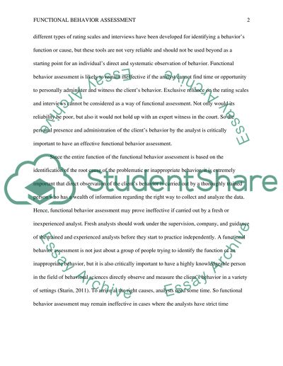 Functional Behavior Assessment Is Effective and Valid